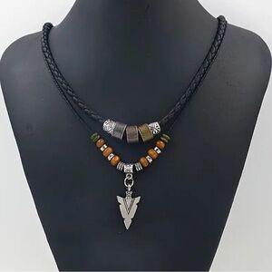 Viking Silver & Brown Beaded Necklace. (Unisex)